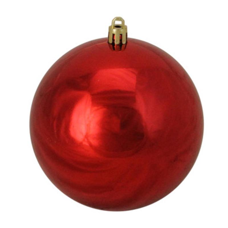 Shiny Red Shatterproof Christmas Ball Ornament 4 (100mm)