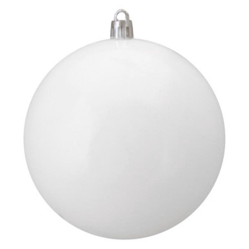 Shiny White Shatterproof Christmas Ball Ornament 4 (100mm)