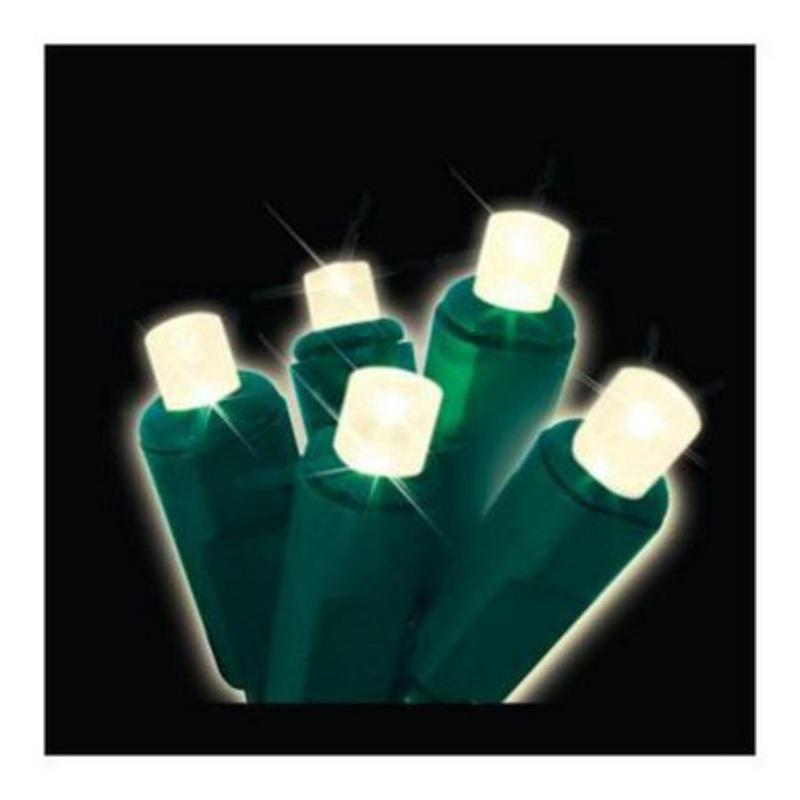 Set of 60 Pure White Twinkling LED Wide Angle Christmas Lights Green Wire