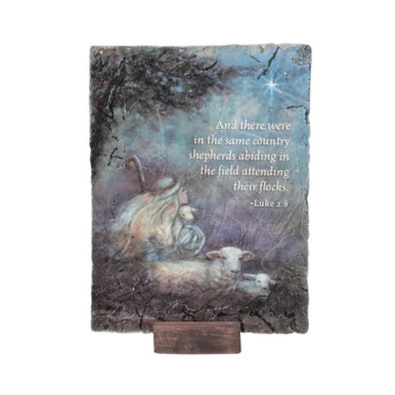 Shepherds Abiding Christmas Plaque with Stand 7.25