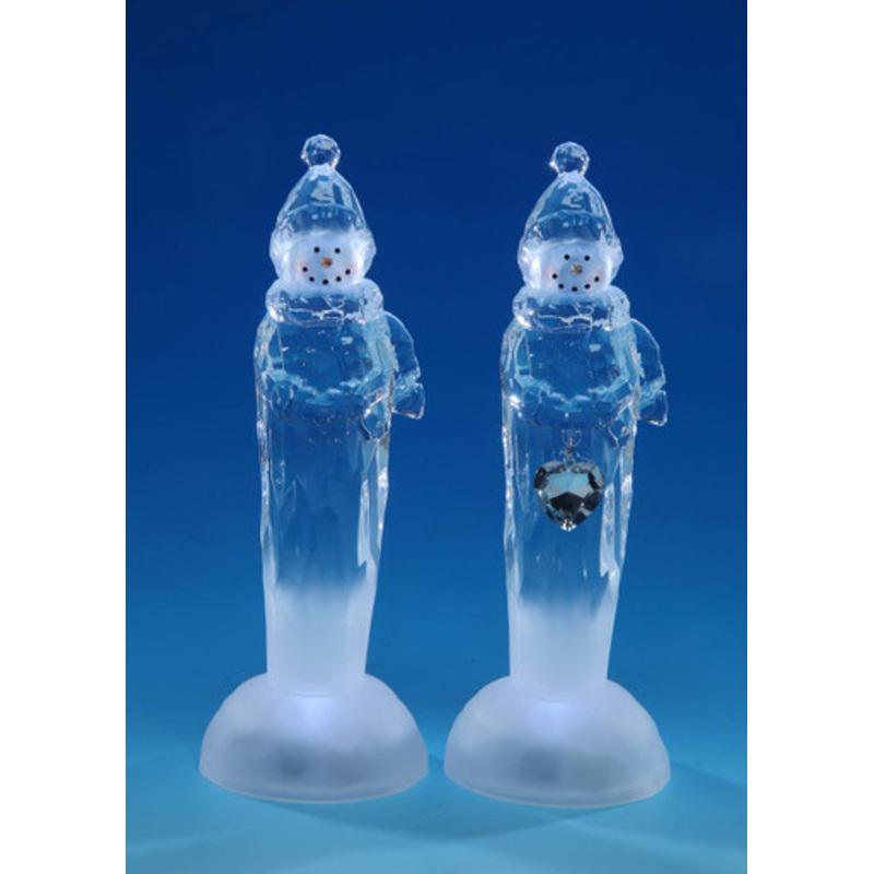 Set of 4 Clear Snowman Tabletop Figurines with White LED Lights 8.75