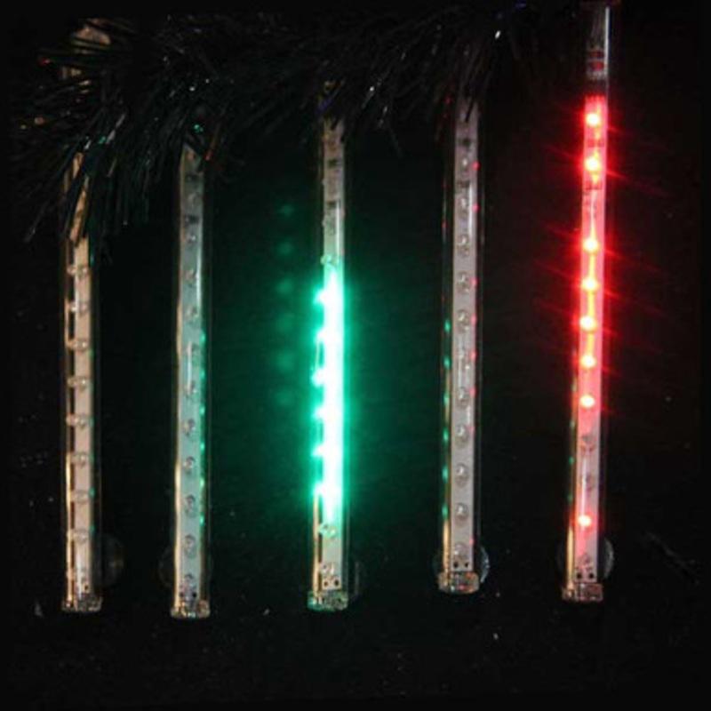 Set of 5 Red and Green Double Sided Snowfall LED Christmas Icicle Light Tubes 33.5