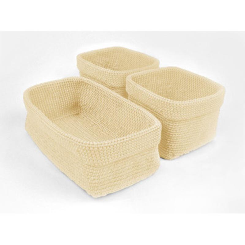 Set of 3 Mustard Yellow Handmade Semi-rigid Indoor Crochet Baskets 11