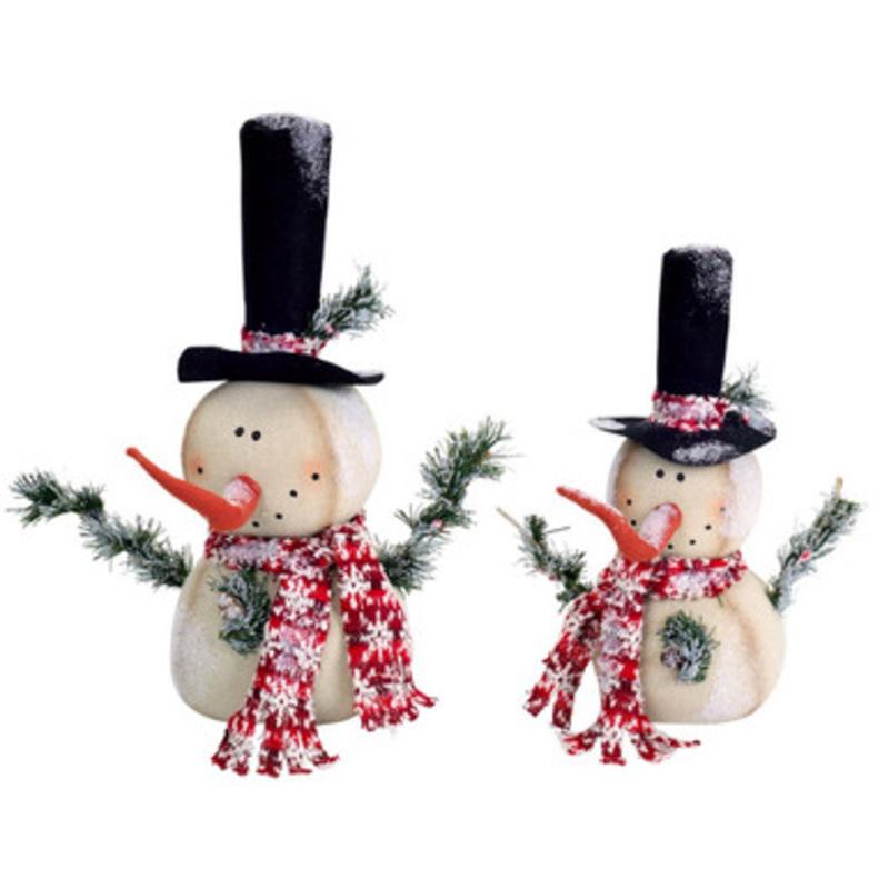 Set of 2 White and Red Jolly Snowmen Christmas Tabletop Figurines 15