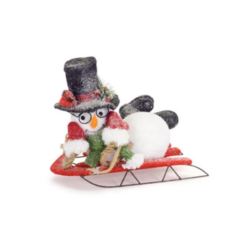 Set of 2 White and Red Plush Snowman on Sled Christmas Tabletop Figure 10