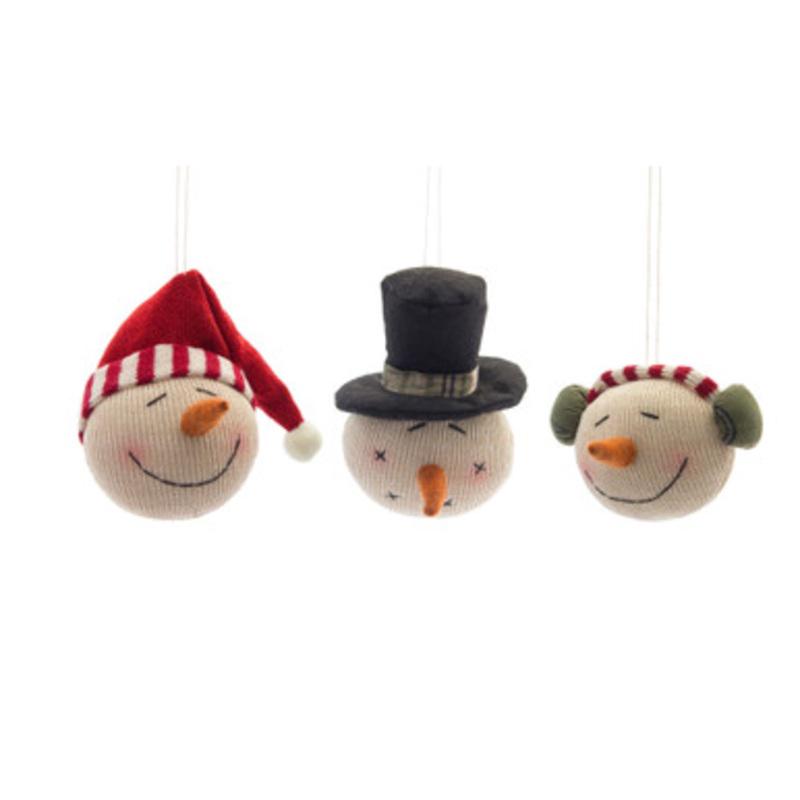 Set of 12 Snowman Head Christmas Hanging Ornament 5.75