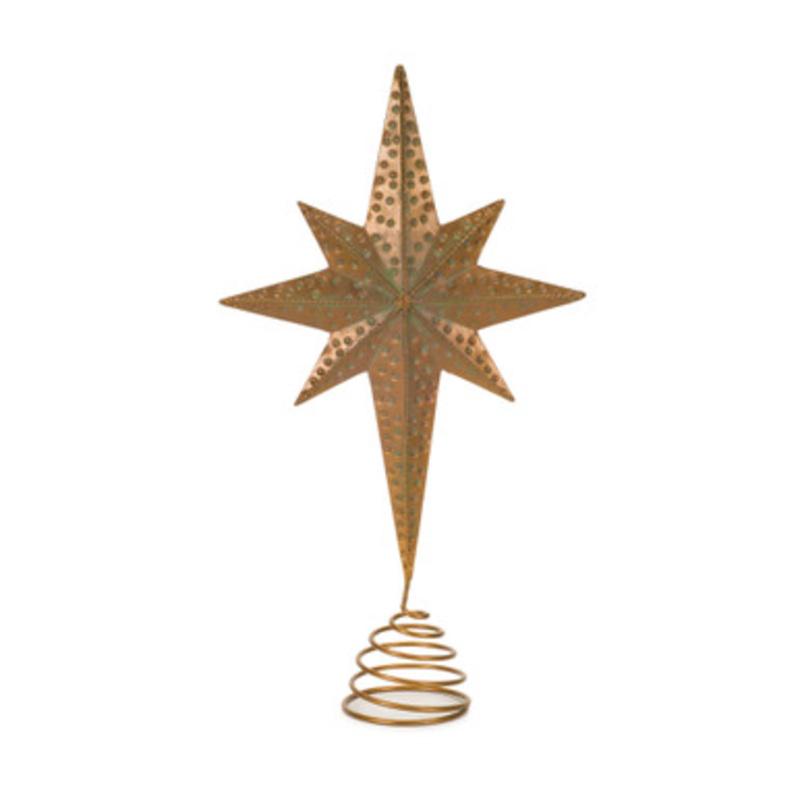 Set of 2 Bronze Metal Star Tree Topper 13