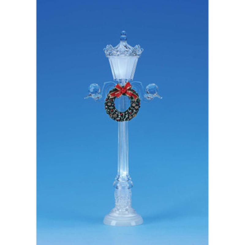 Set of 2 Clear and Red Small Street Lamp Christmas LED Lighted Tabletop Decor 10.5