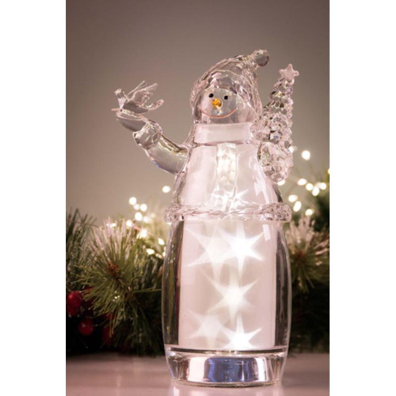 Set of 2 Clear Star Snowman LED lighted Christmas Tabletop Decor 9.25
