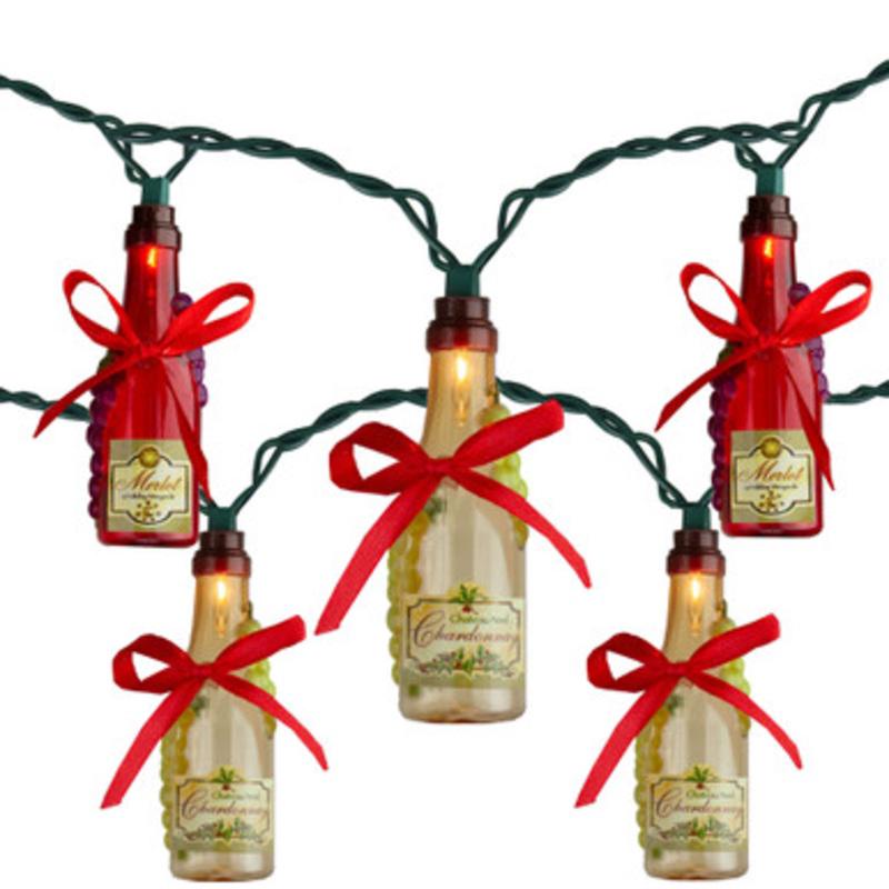 Set of 10 Pink and Red Champagne Bottles Summer Lights