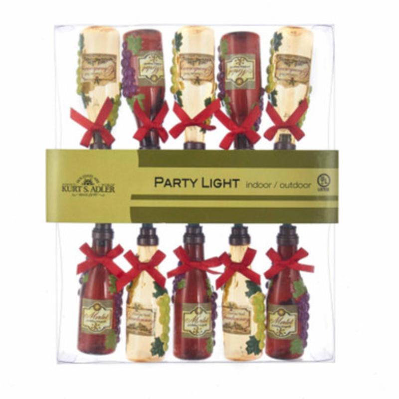 Set of 10 Red and Pink Champagne Bottles Summer Lights