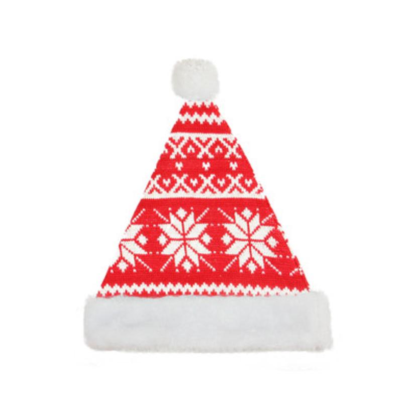 Red and White Snowflake Santa Hat Unisex Adult Christmas Costume Accessory  Medium