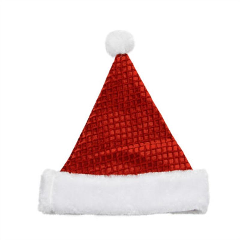 Red and White Waffle Weave Santa Claus Unisex Adult Christmas Hat Costume Accessory  One Size