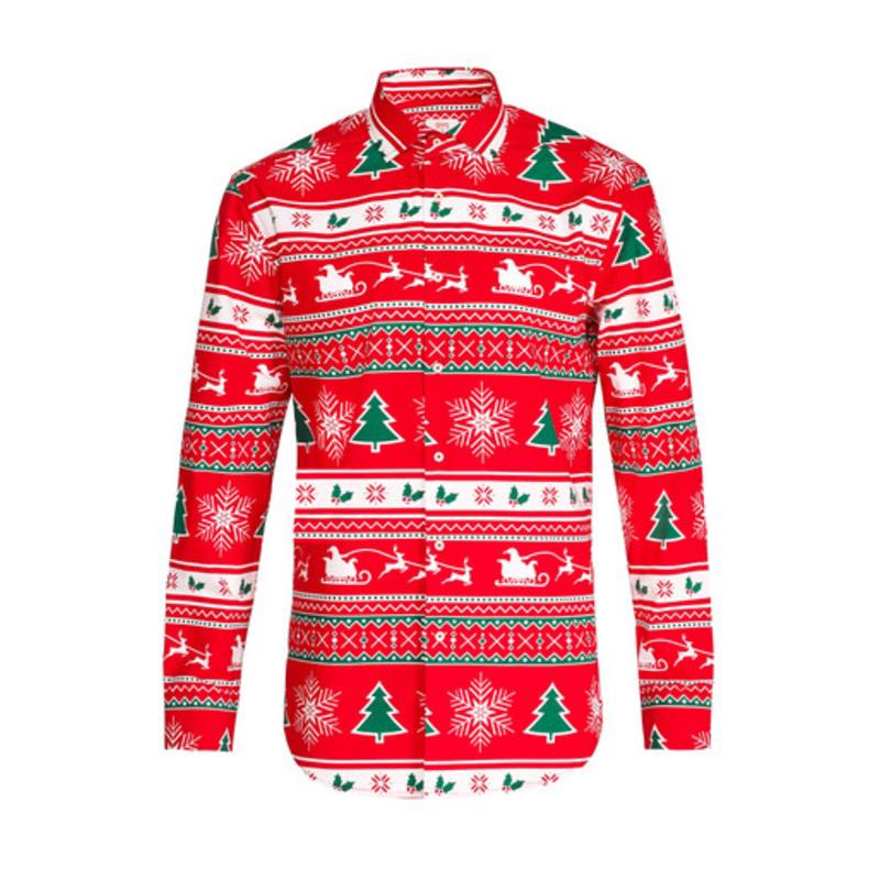 Red and White Winter Wonderland Mens Adult Christmas Shirt  Extra-Small