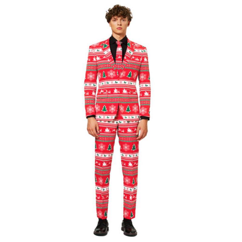 Red and White Winter Wonderland Mens Adult Christmas Suit  US38