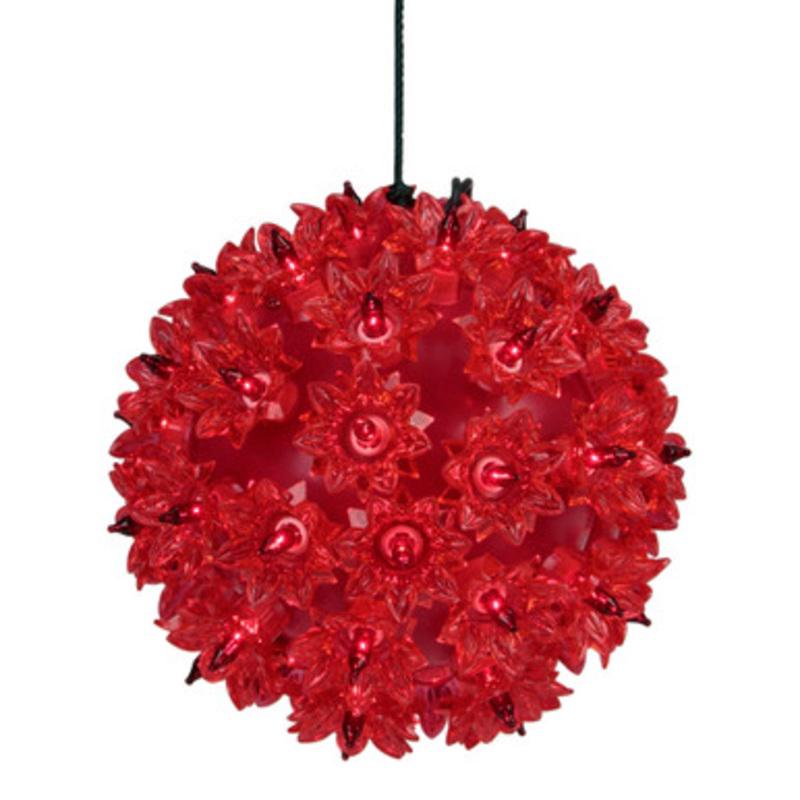 Red Lighted Hanging Starlight Sphere Outdoor Christmas Decoration 6 (150MM)
