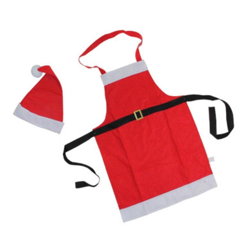 Red Santa Unisex Adult Christmas Hat and Apron Costume Accessory  One Size