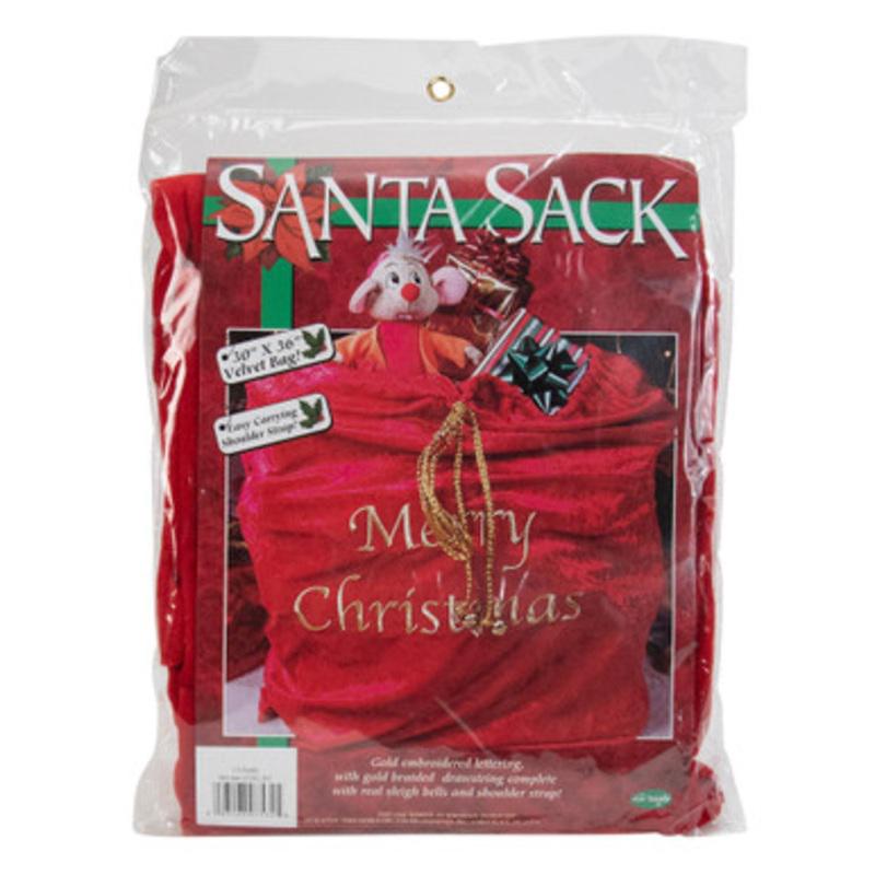 Red and Gold Santa Sack Unisex Adult Christmas Costume Accessory One Size