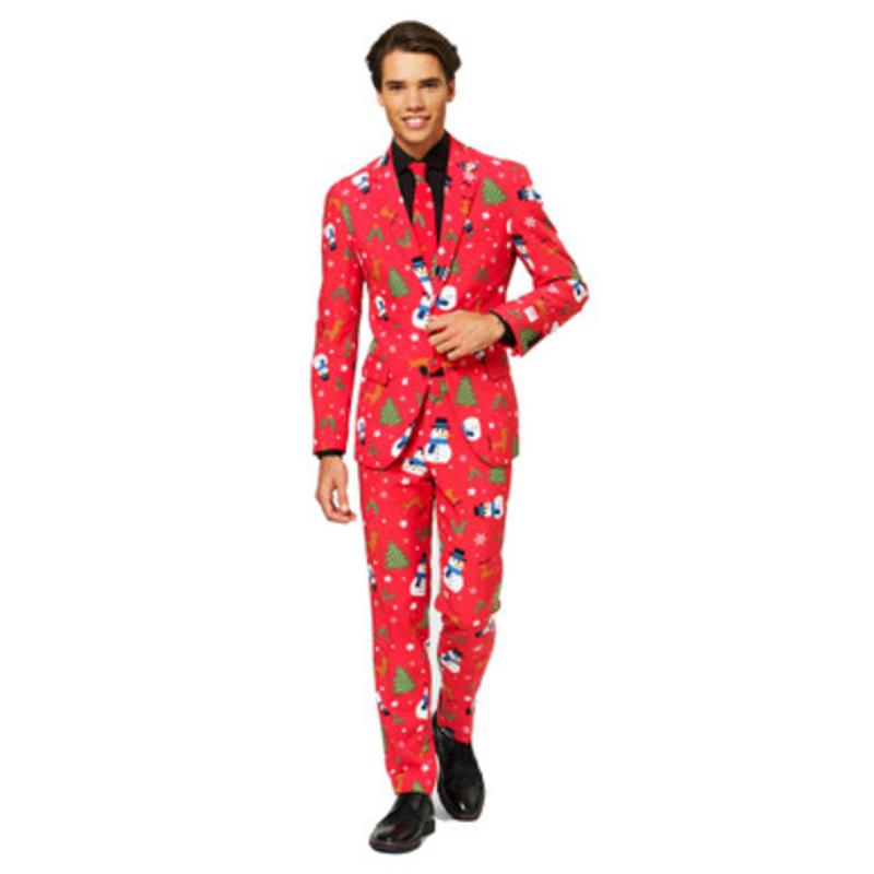 Red and Green Christmaster Mens Adult Christmas Slim Fit Suit US52