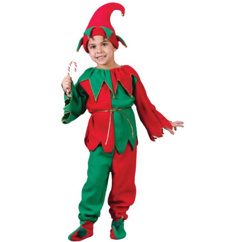 Red and Green Elf Plush Unisex Child Christmas Costume Large