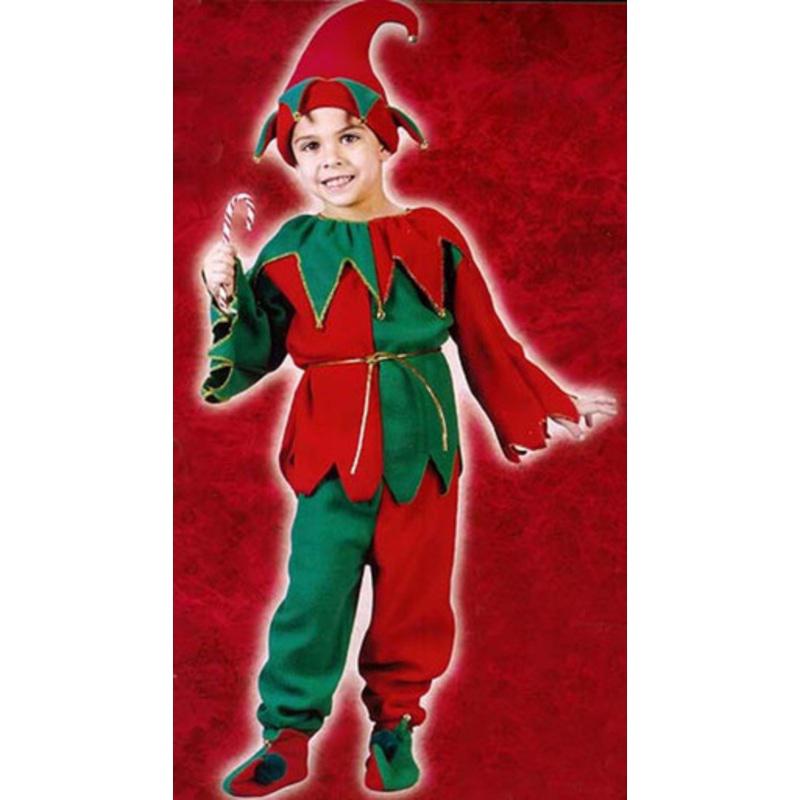 Red and Green Elf Plush Unisex Child Christmas Costume Small
