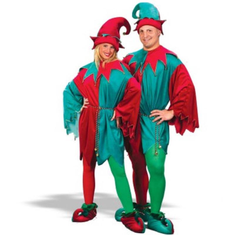 Red and Green Elf Unisex Adult Christmas Costume Set One Size