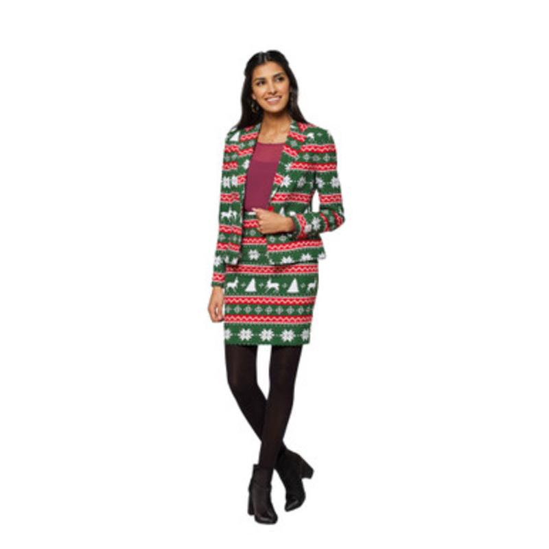 Red and Green Festive Womens Adult Christmas Slim Fit Suit US14