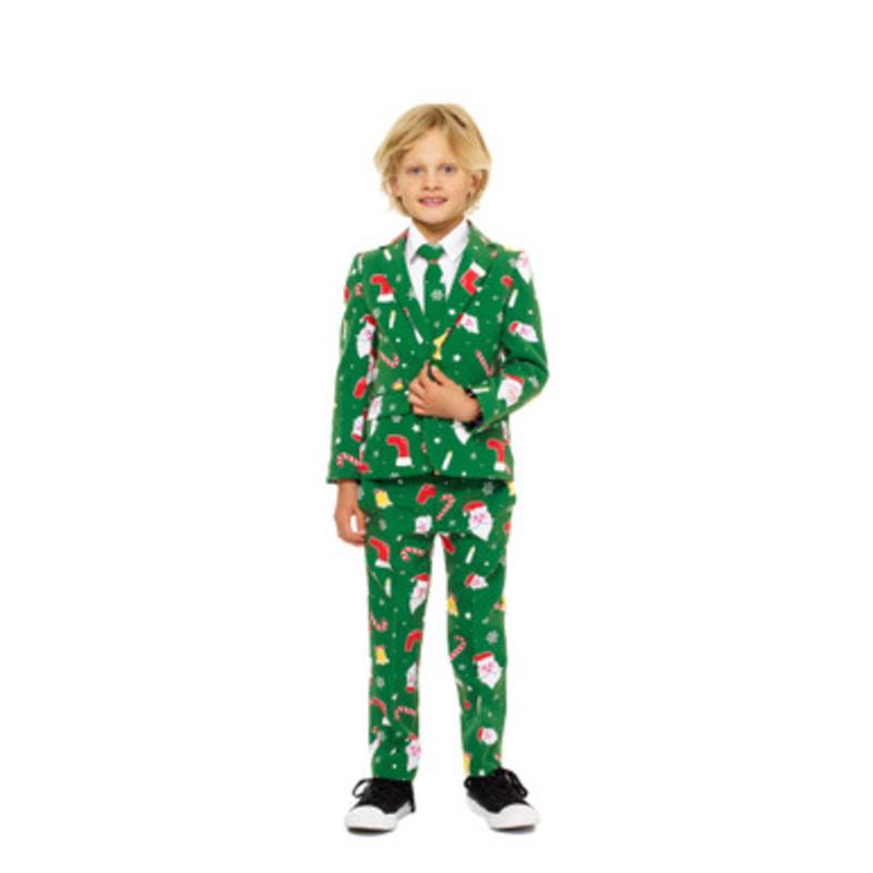 Red and Green Santaboss Boy Child Christmas Suit  4Y