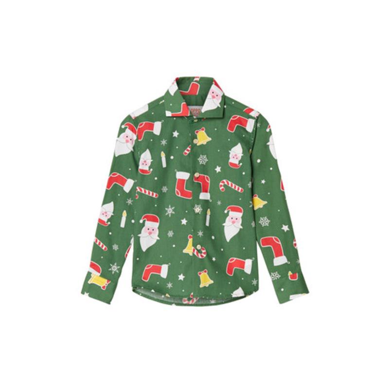 Red and Green Santaboss Slim Fit Boy Child Christmas Shirt  2Y