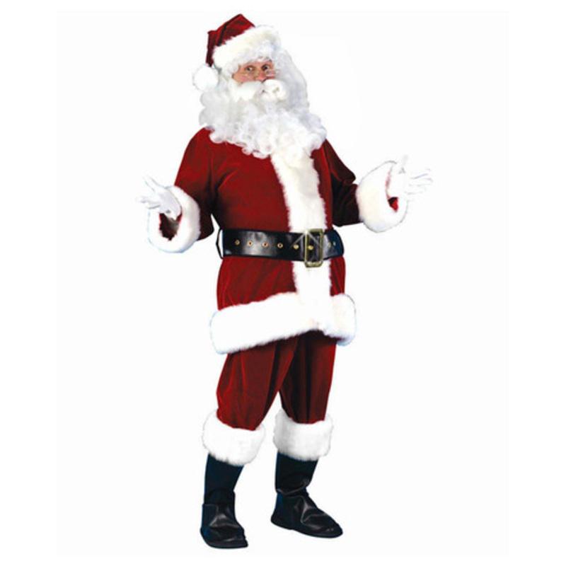 Red and White Plush Velour Santa Claus Women Christmas Costume Suit  Standard Size
