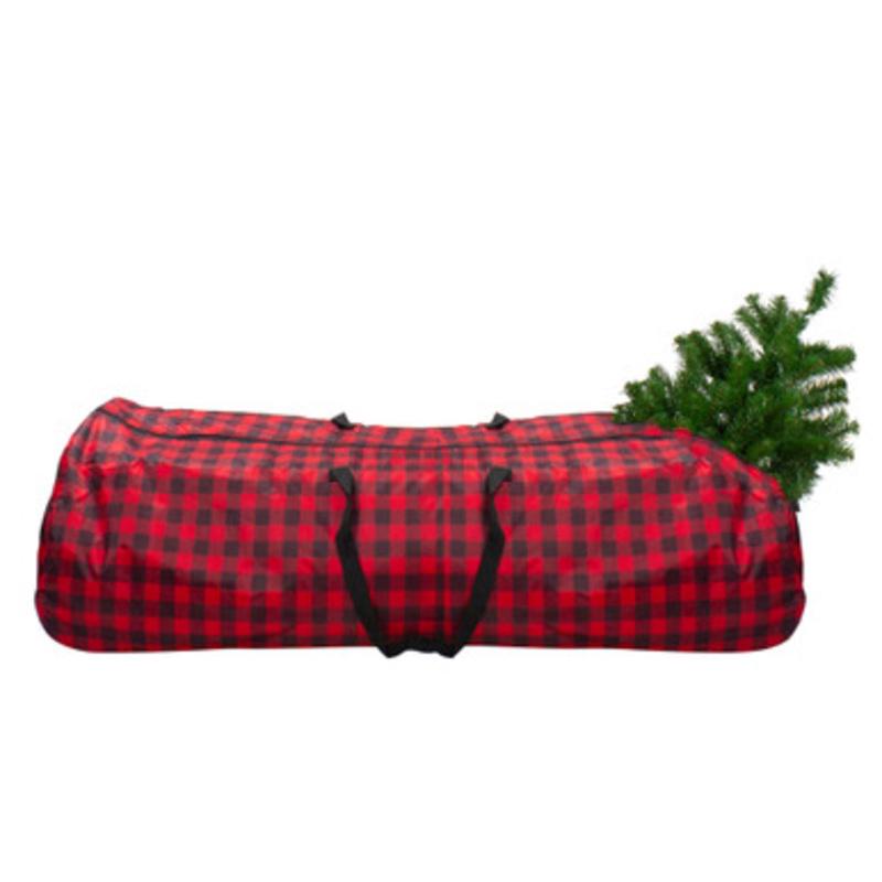 Red and Black Plaid Rolling Tree Christmas Tree Storage Bag For Artificial Trees Up To 7.5ft