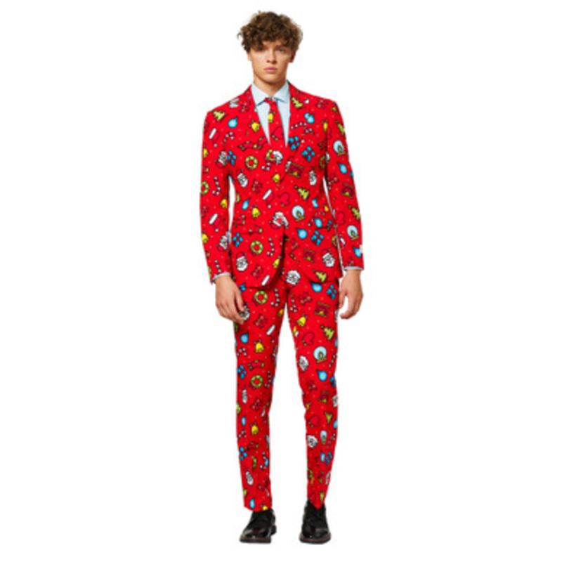 Red and Blue Dapper Decorator Mens Adult Christmas Slim Fit Suit US46