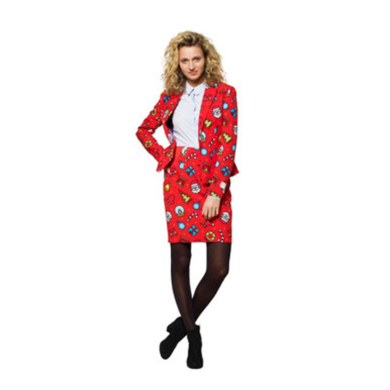Red and Blue Dashing Decorator Womens Adult Christmas Suit US14