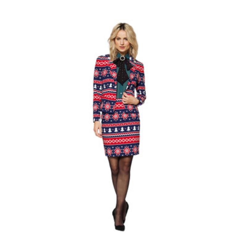 Red and Blue Nordic Noelle Womens Adult Christmas Suit US04