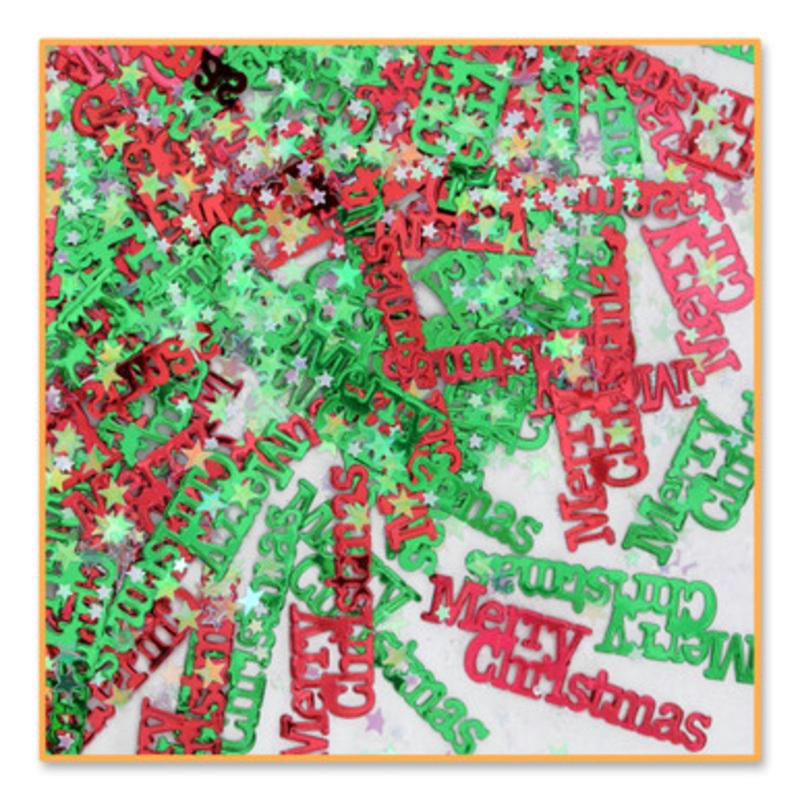 Pack of 6 Metallic Red and Green Merry Christmas Celebration Confetti Bags 0.5 oz.