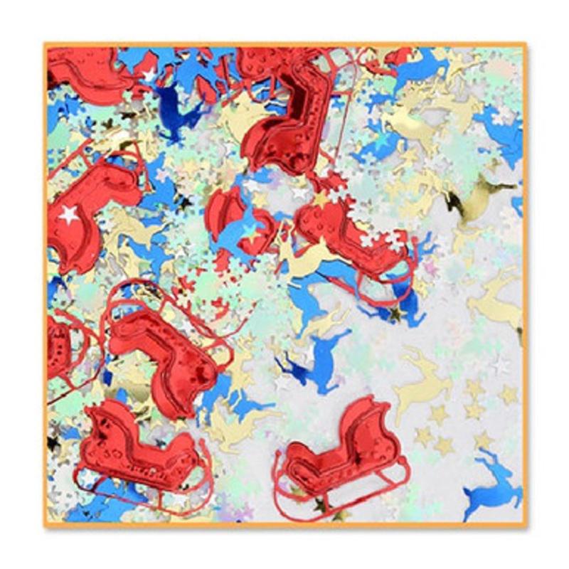 Pack of 6 Red and Blue Festive Christmas Night Celebration Confetti Bags 0.5 oz.