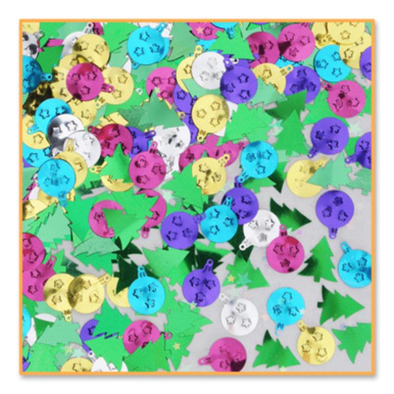 Pack of 6 Vibrantly Colored Trim-a-Tree Christmas Themed Confetti Bags 0.5 oz.