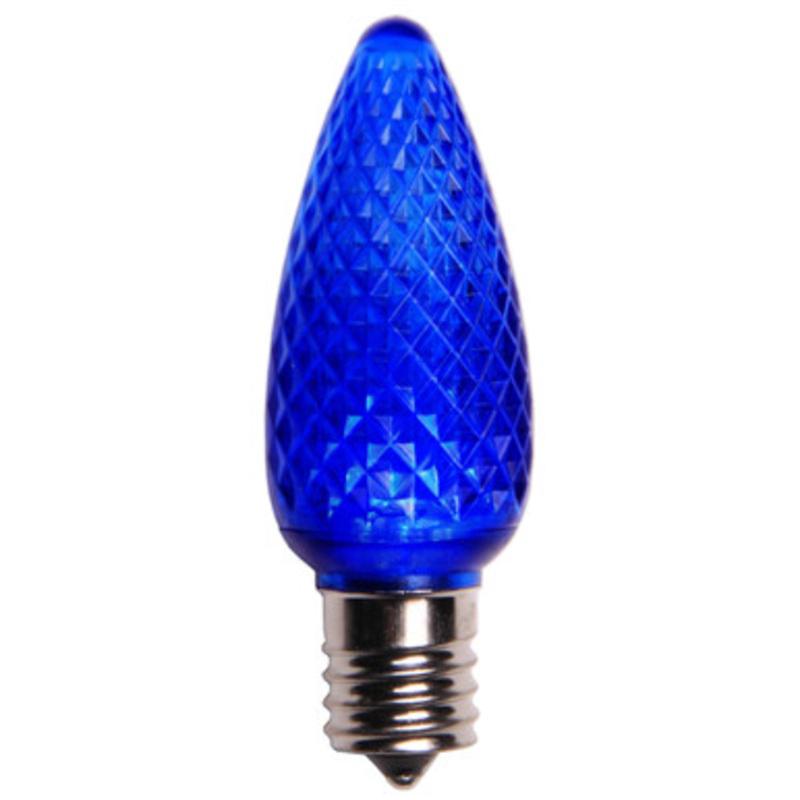 Pack of 4 Faceted Transparent Blue LED C9 Christmas Replacement Bulbs