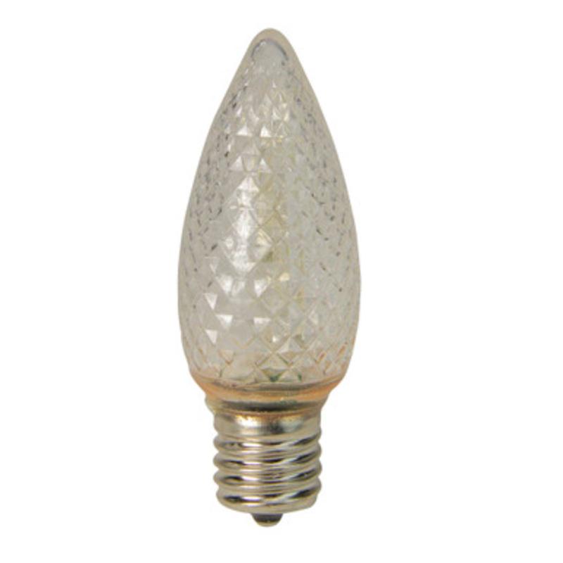 Pack of 4 Faceted Transparent Cool White LED C9 Christmas Replacement Bulbs