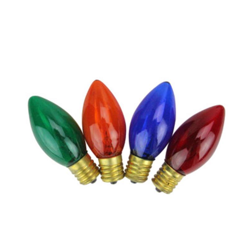 Pack of 4 Transparent Multi C9 Christmas Replacement Bulbs