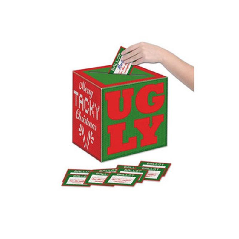 Pack of 6 Green and Red Ugly Sweater Christmas Ballot Boxes 9