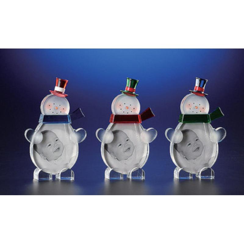 Pack of 12 Icy Clear Christmas Snowmen Photo Frames 5.75