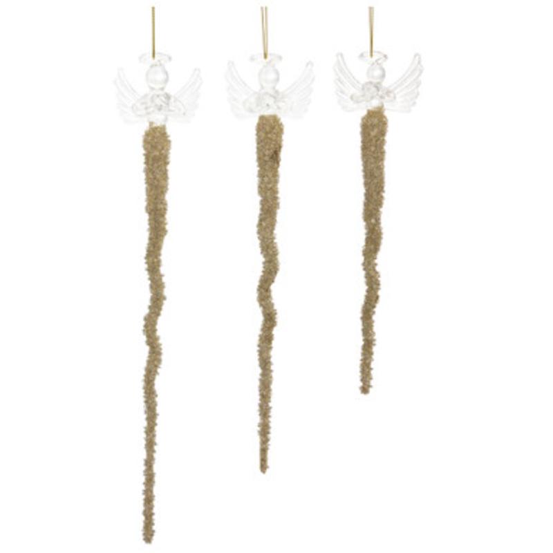 Pack of 18 Gold and Clear Beaded Angel Icicle Glass Christmas Ornaments 12