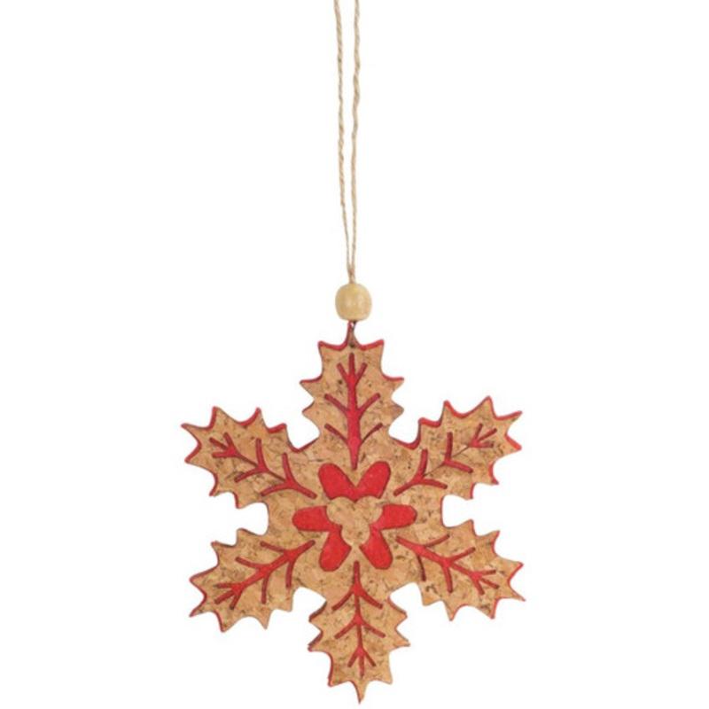 Pack of 24 Decorative Wooden with Red Snowflake Ornaments