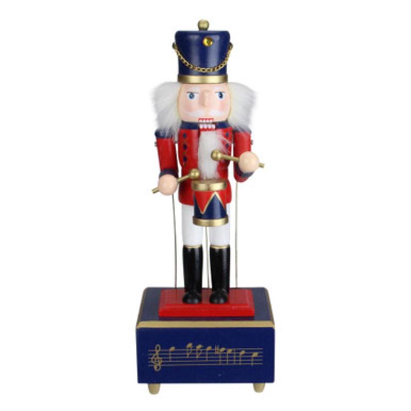 Nutcracker Drummer Animated and Musical Christmas Figure  12  Red and Navy