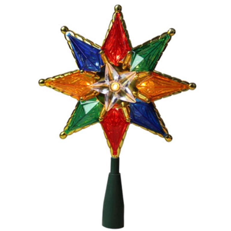 Lighted 8-Point Star Christmas Tree Topper  11  Multi-Color  Clear Lights