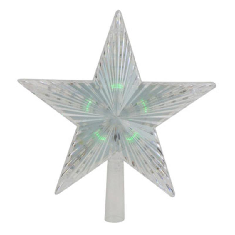 Lighted Flashing Crystal Star Christmas Tree Topper  9  Multicolor LED Lights