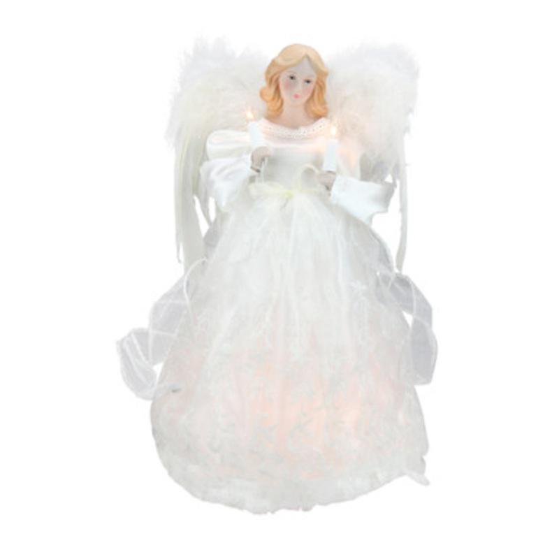 Kurt Adler 12 Divine Ivory Lighted Angel Christmas Tree Topper  Clear Lights