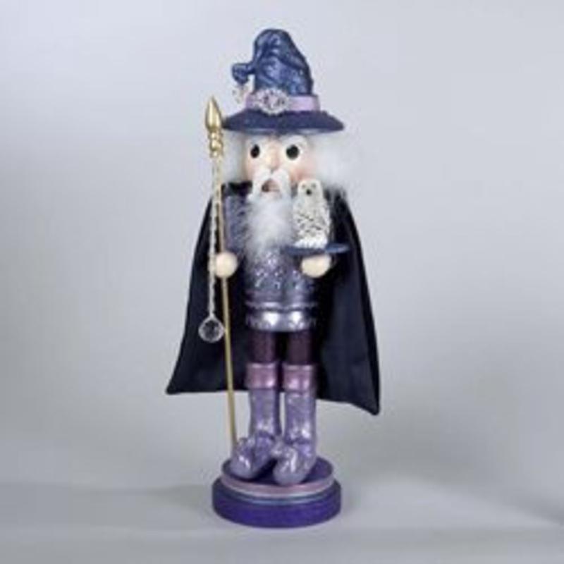 Kurt Adler 18 Hollywood Decorative Magical Wizard Purple Wooden Christmas Nutcracker
