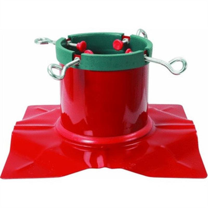 Extreme Heavy Duty Red Steel Christmas Tree Stand  For Live Trees Up To 9 Tall